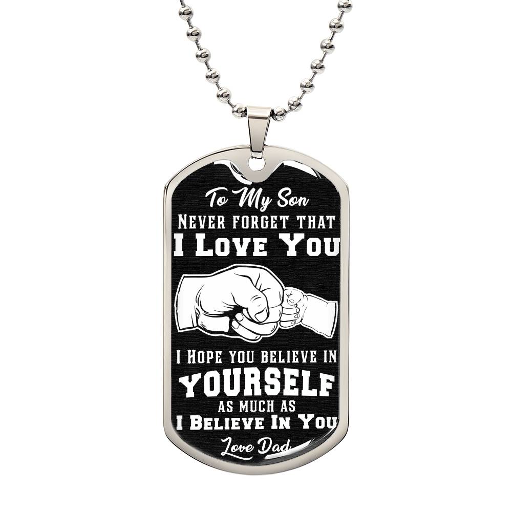 I LOVE YOU SUN Graphic Dog Tag Necklace