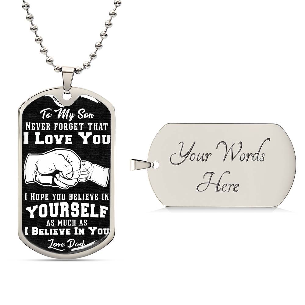 I LOVE YOU SUN Graphic Dog Tag Necklace