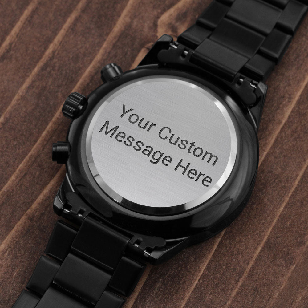 Black Chronograph Watch - Personalize the watch back