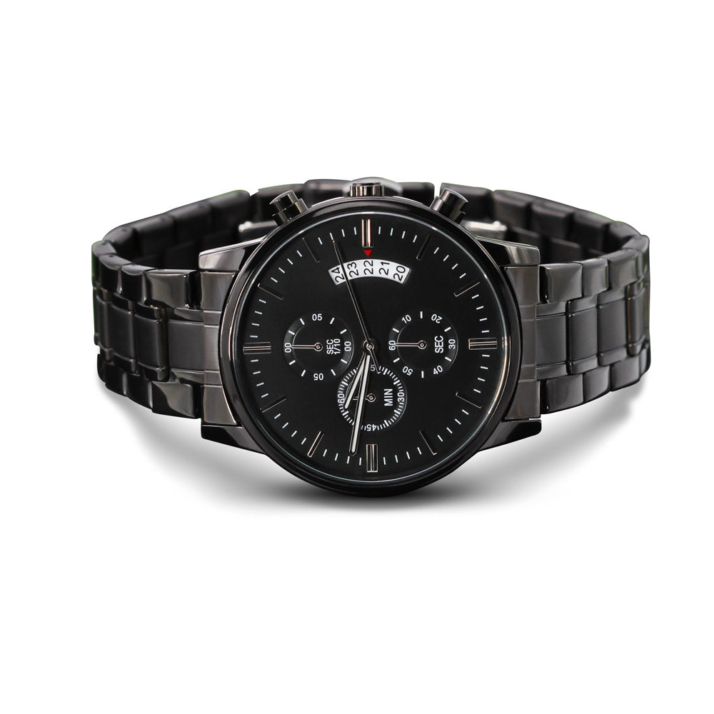 Black Chronograph Watch - Personalize the watch back