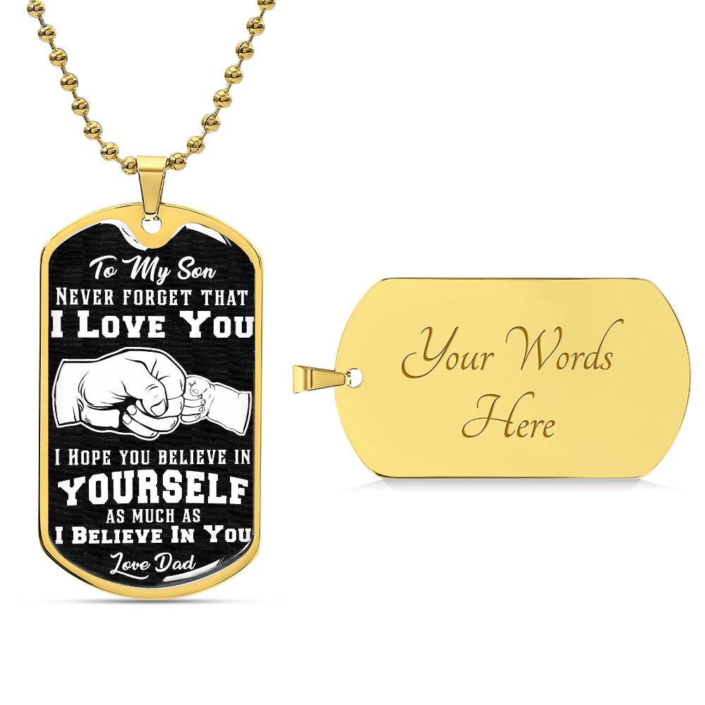 I LOVE YOU SUN Graphic Dog Tag Necklace