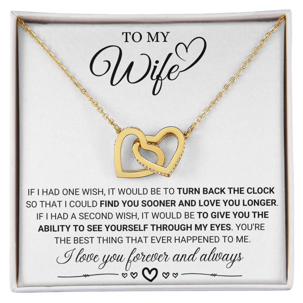 Wife - One Wish, Second Wish Hearts Necklace