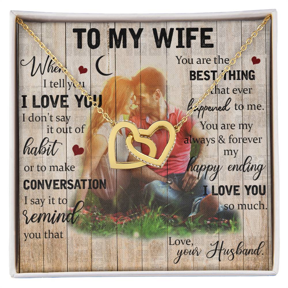 To My Wife Interlocking Hearts Necklace -