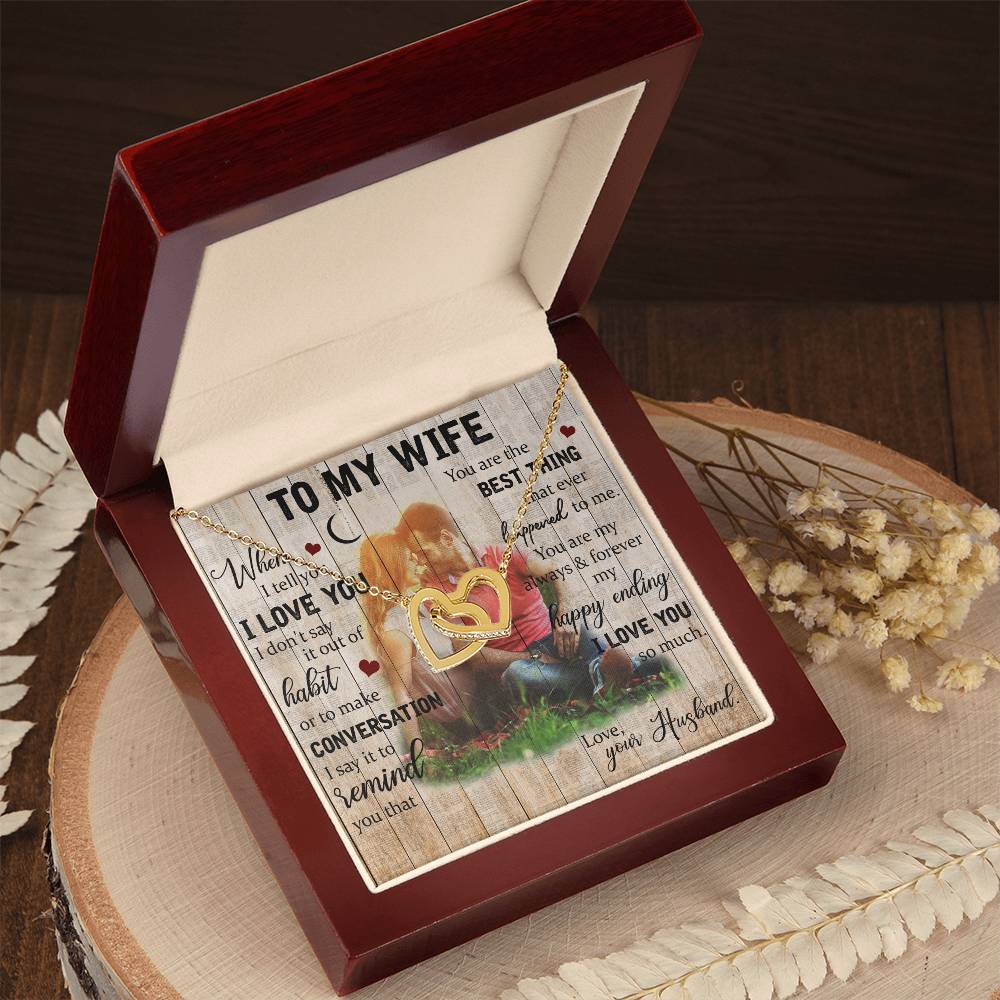 To My Wife Interlocking Hearts Necklace -