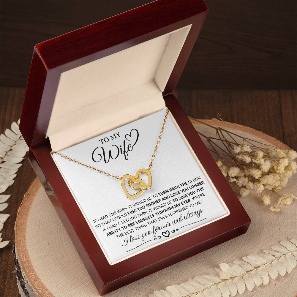 Wife - One Wish, Second Wish Hearts Necklace