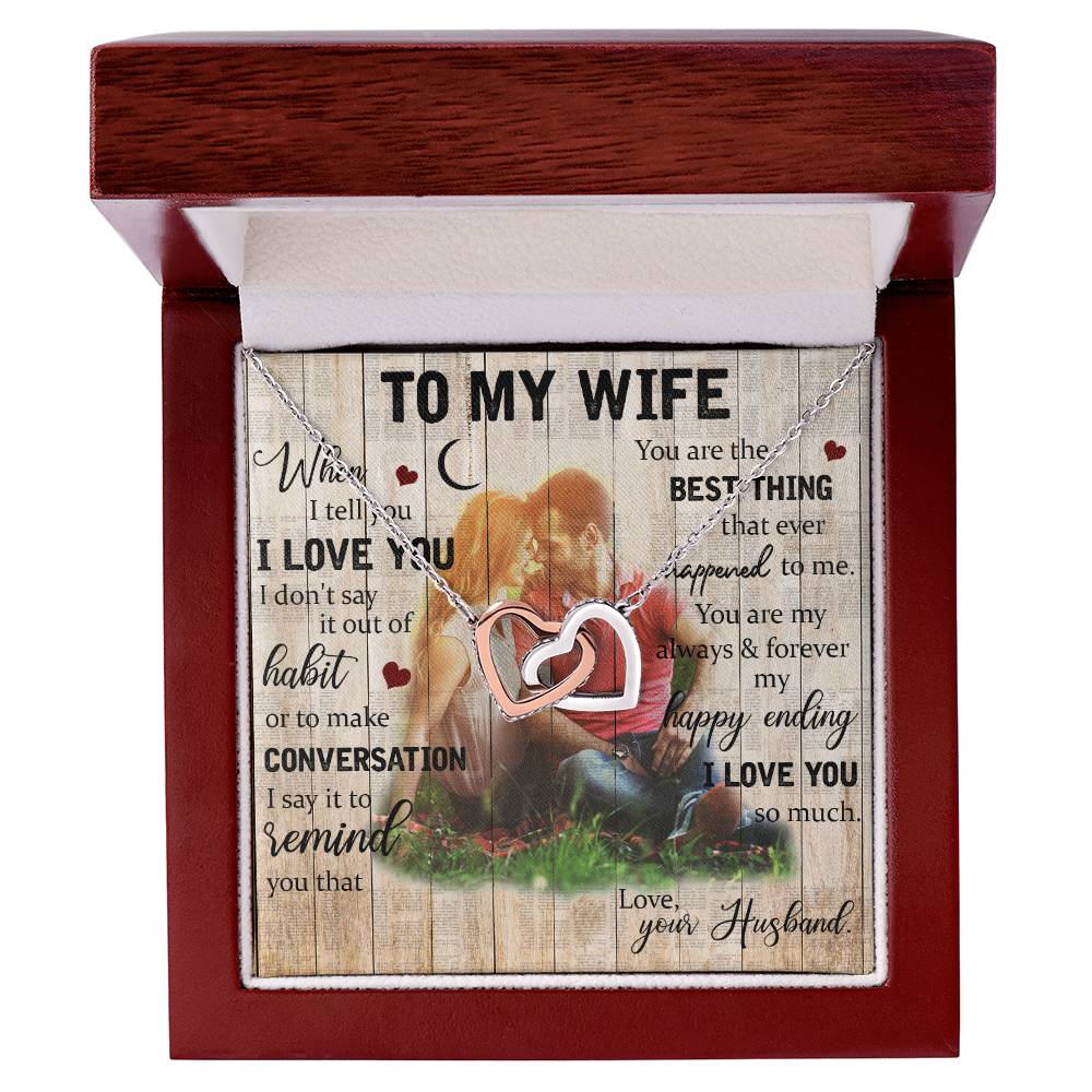 To My Wife Interlocking Hearts Necklace -