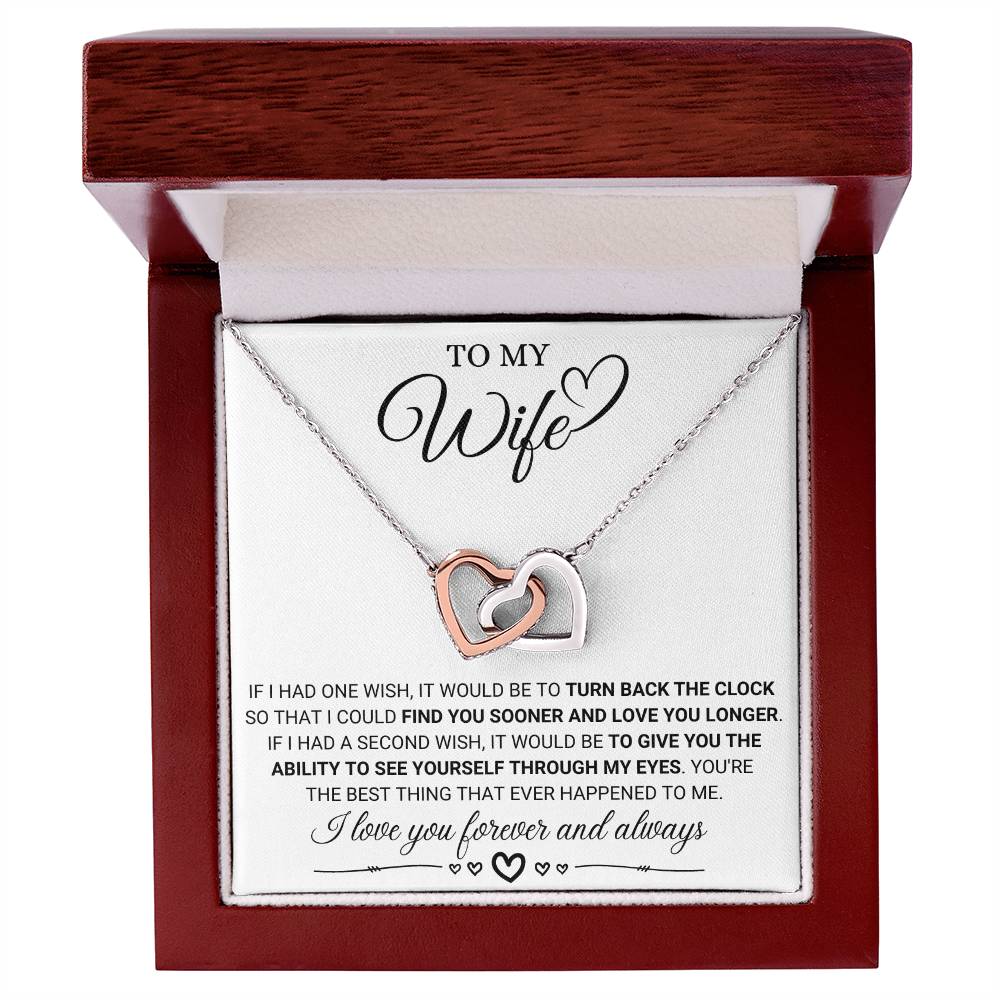 Wife - One Wish, Second Wish Hearts Necklace