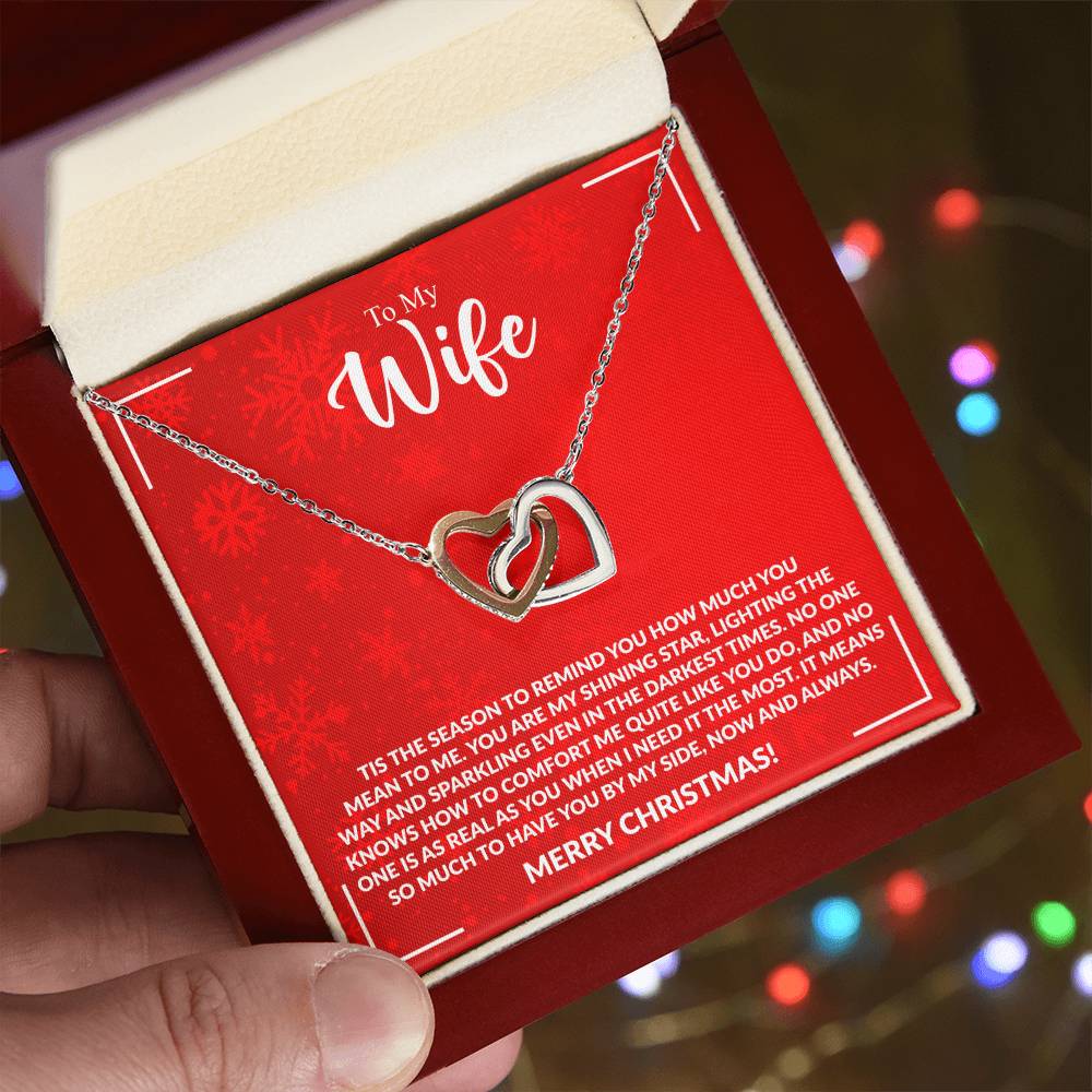 WIFE how much you mean to me Interlocking Hearts Necklace