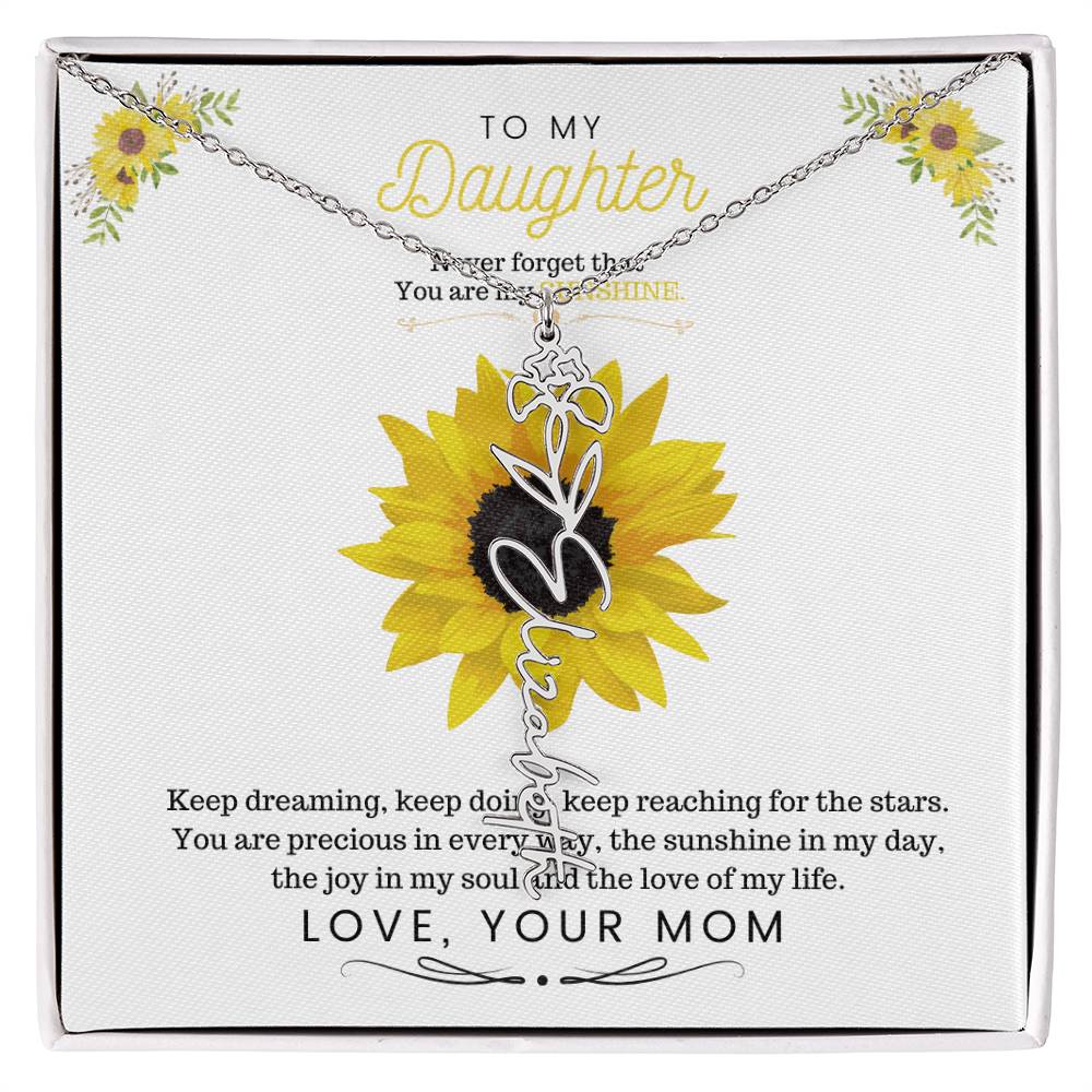To My Beautiful Daughter Flower Name Necklace