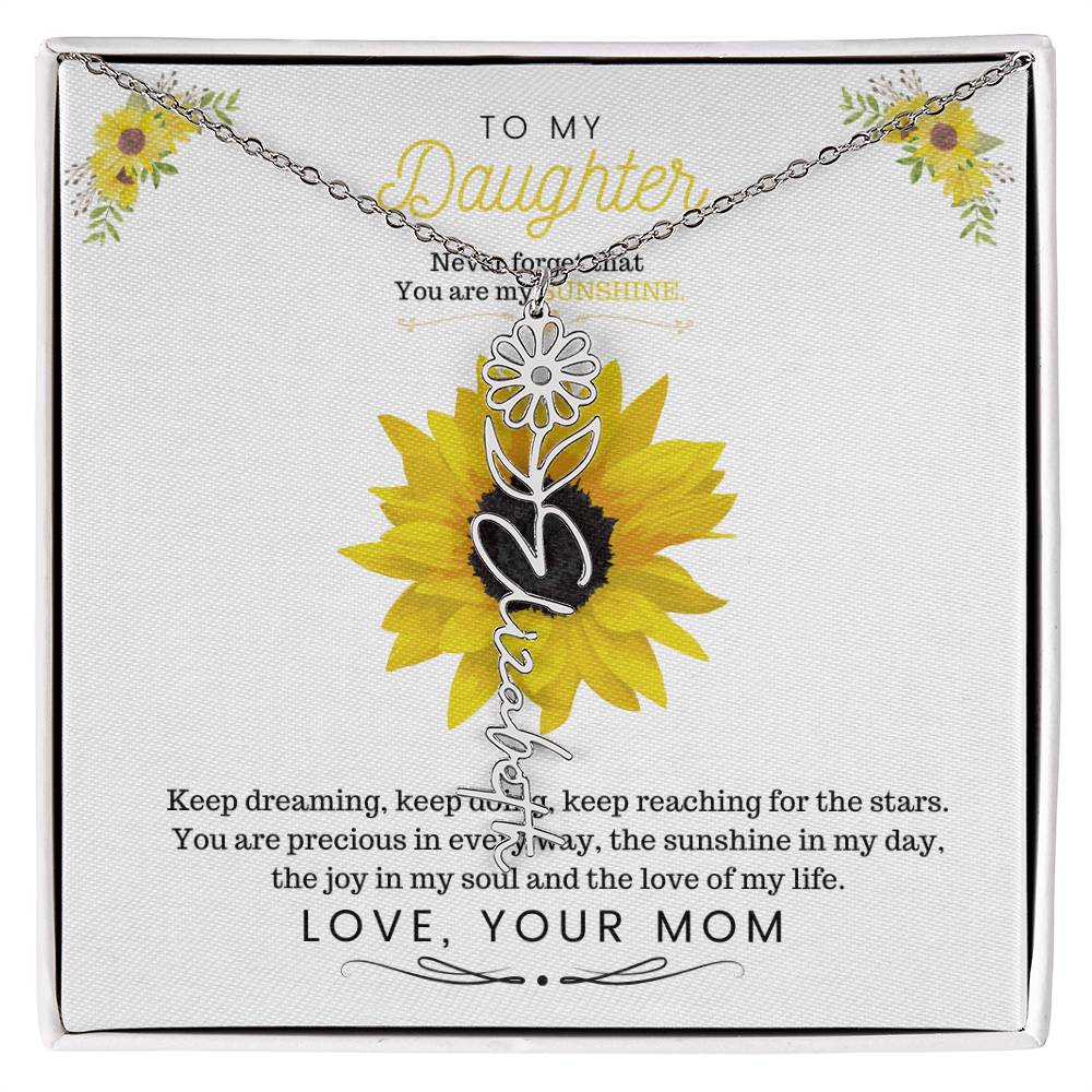 To My Beautiful Daughter Flower Name Necklace