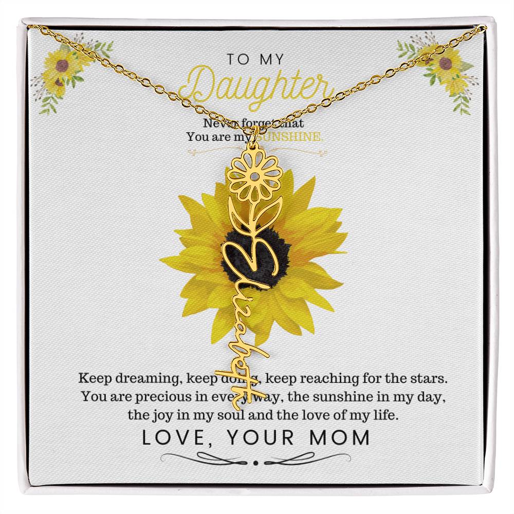 To My Beautiful Daughter Flower Name Necklace