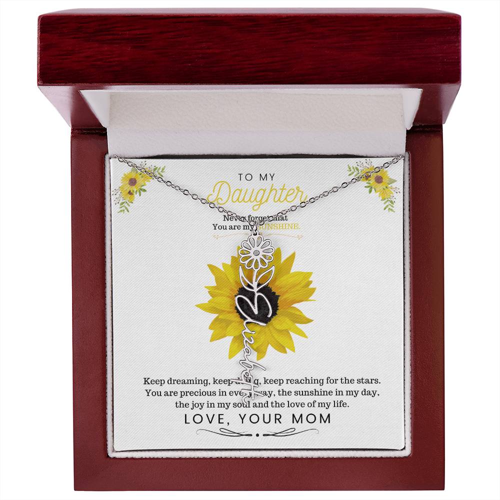 To My Beautiful Daughter Flower Name Necklace