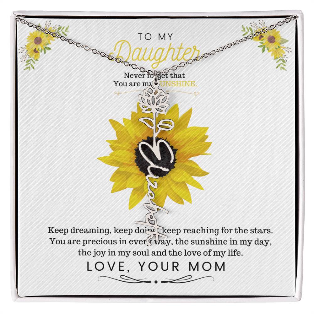 To My Beautiful Daughter Flower Name Necklace