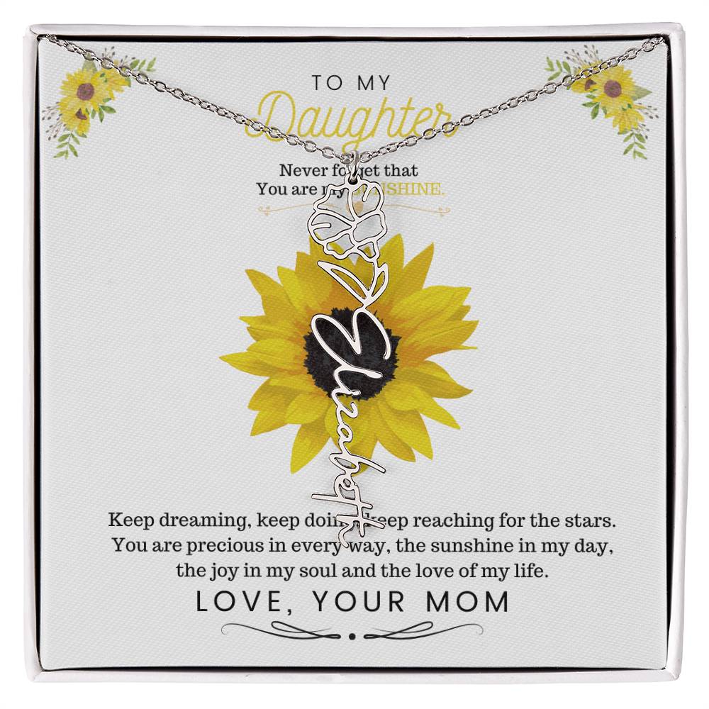 To My Beautiful Daughter Flower Name Necklace