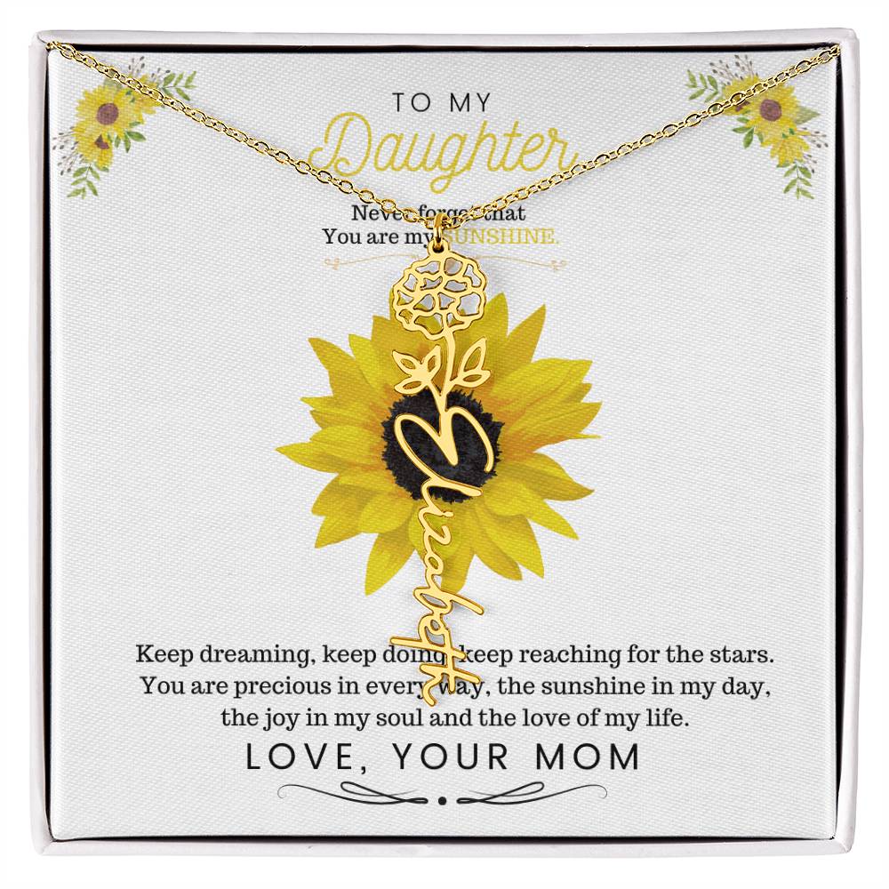 To My Beautiful Daughter Flower Name Necklace