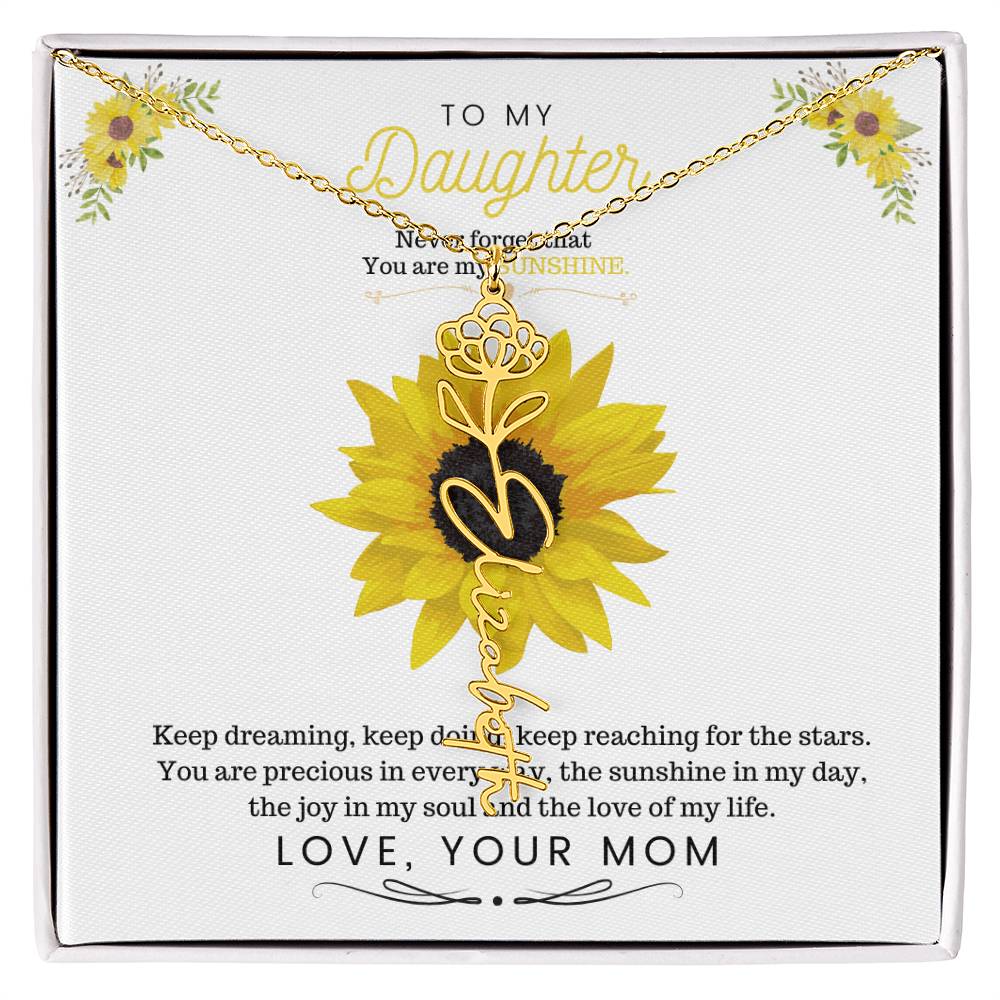 To My Beautiful Daughter Flower Name Necklace