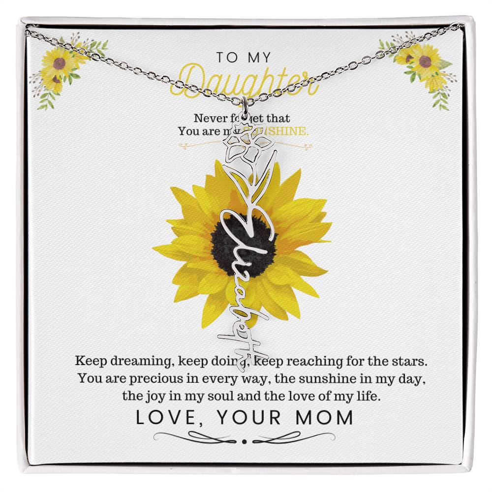To My Beautiful Daughter Flower Name Necklace
