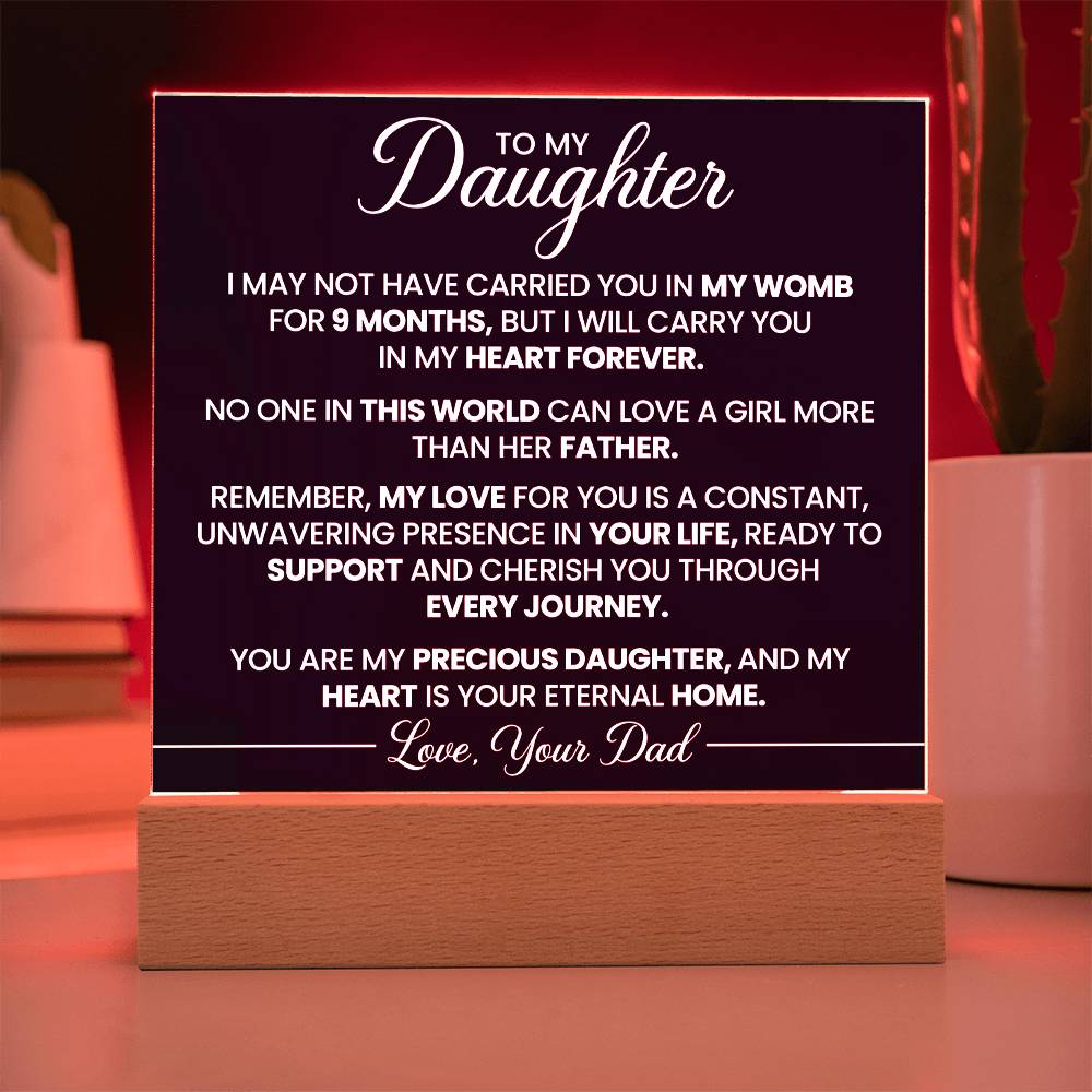 To My Daughter Acrylic Square Plaque