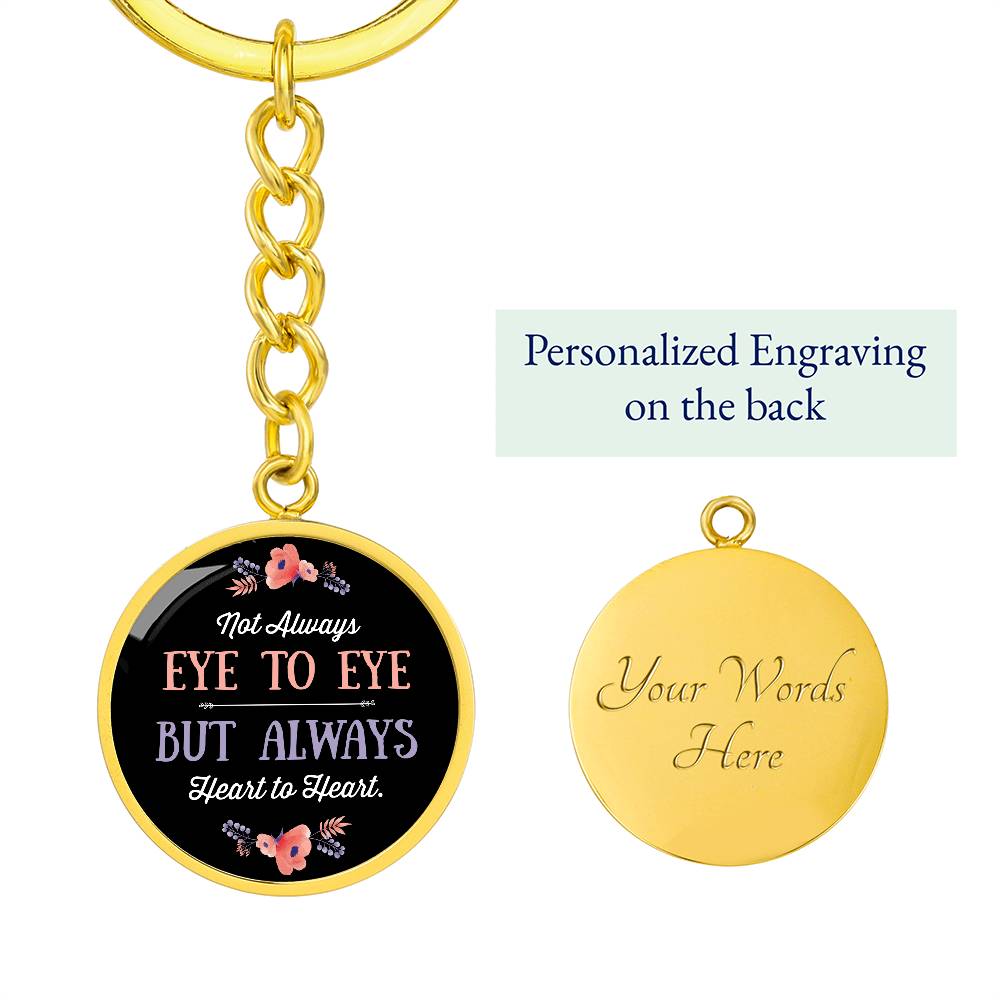 EYE TO EYE Graphic Circle Keychain DOG TAG
