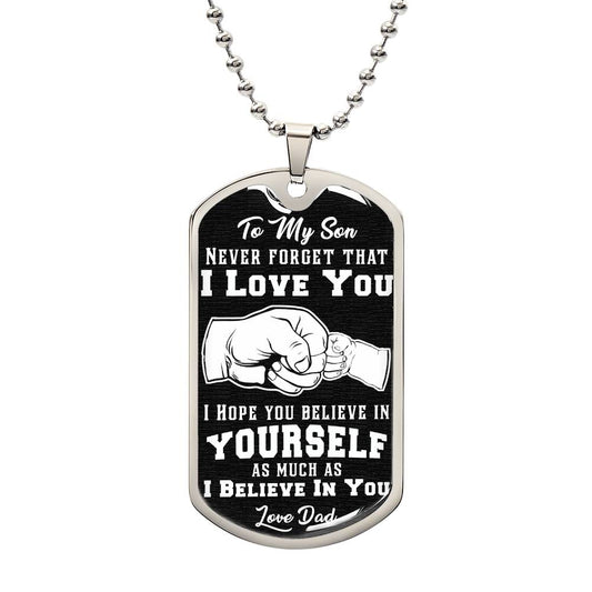 I LOVE YOU SUN Graphic Dog Tag Necklace