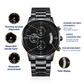 Biker dad-Black Chronograph Watch with Engraving