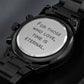 For those who love-Black Chronograph Watch with Engraving