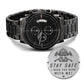 Stay safe-Black Chronograph Watch with Engraving