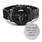 For those who love-Black Chronograph Watch with Engraving