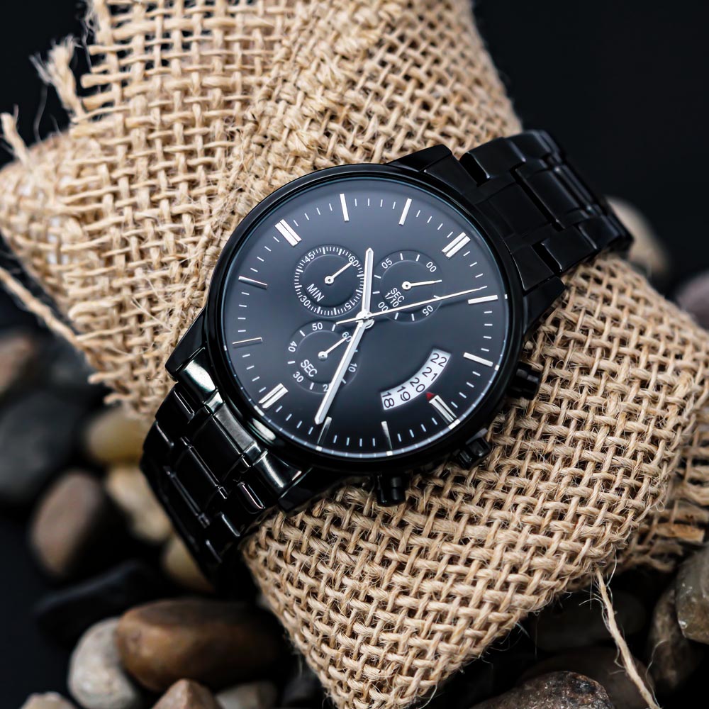 Black Chronograph Watch - Personalize the watch back