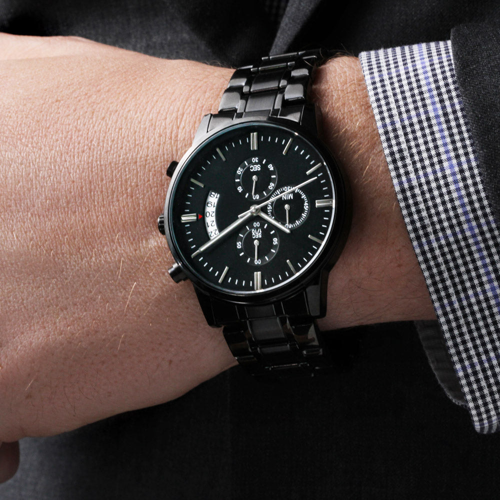 Black Chronograph Watch - Personalize the watch back