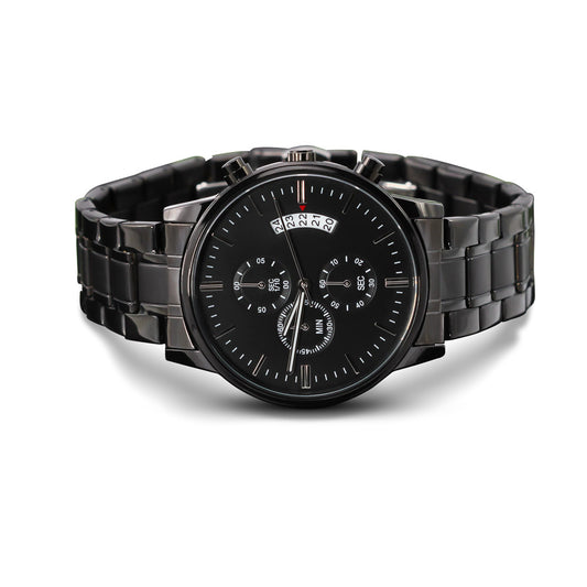 Black Chronograph Watch - Personalize the watch back