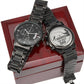 I hooked the best dad-Black Chronograph Watch with Engraving