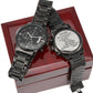 stepsonBlack Chronograph Watch with Engraving