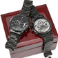 Biker dad-Black Chronograph Watch with Engraving