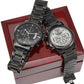 Stay safe. I need you here with me!-Black Chronograph Watch with Engraving