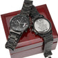 When I tell you I love you - Editable-Black Chronograph Watch with Engraving