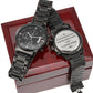 Counting down the seconds until Editable-Black Chronograph Watch with Engraving
