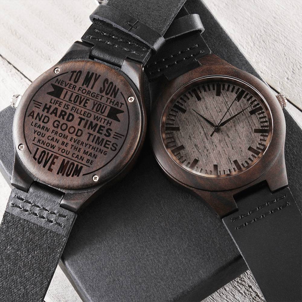 to my son - never forget that i love you f-Wood Watch with Engraving