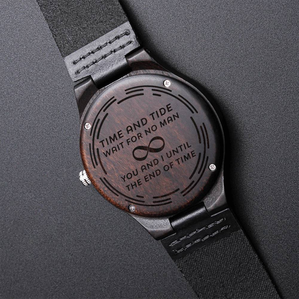 Time and tide-Wood Watch with Engraving
