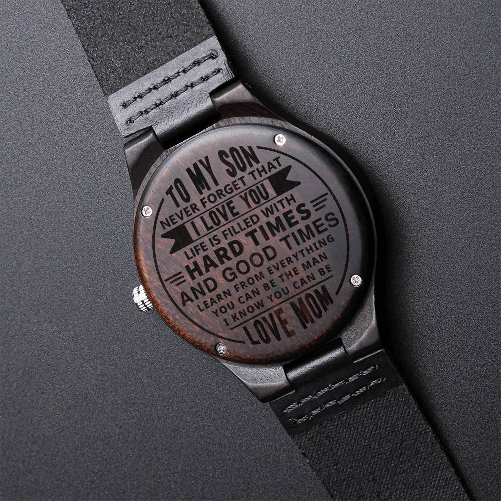 to my son - never forget that i love you f-Wood Watch with Engraving