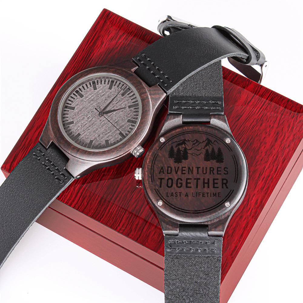 Adventures together- Wood Watch with Engraving
