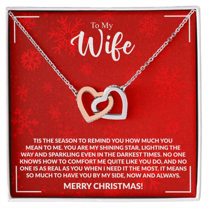 WIFE how much you mean to me Interlocking Hearts Necklace