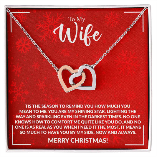 WIFE how much you mean to me Interlocking Hearts Necklace