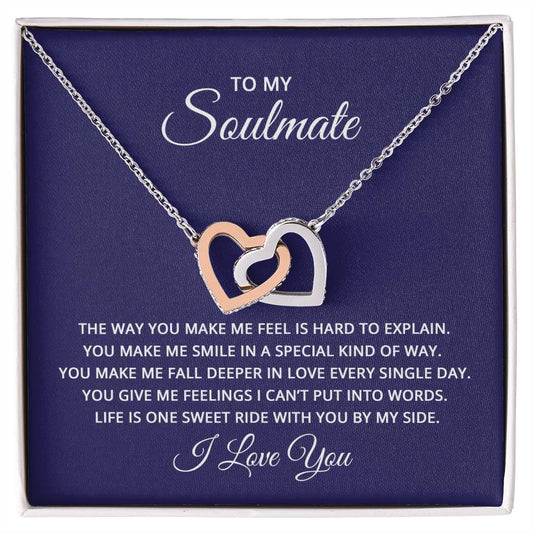 To My Soulmate - the way you make me feel is hard to explain Hearts Necklace