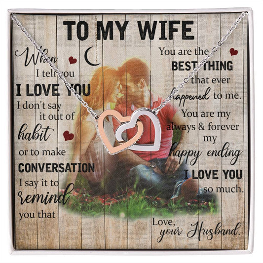 To My Wife Interlocking Hearts Necklace -