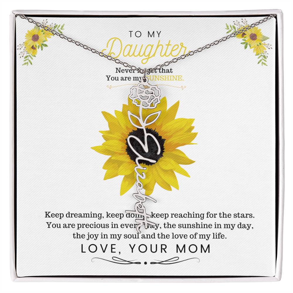To My Beautiful Daughter Flower Name Necklace