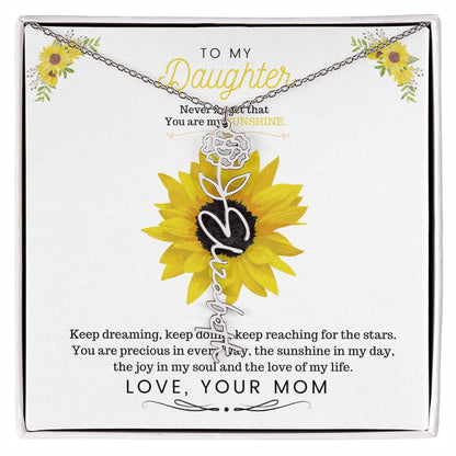 To My Beautiful Daughter Flower Name Necklace