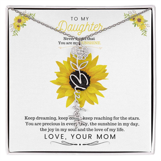 To My Beautiful Daughter Flower Name Necklace