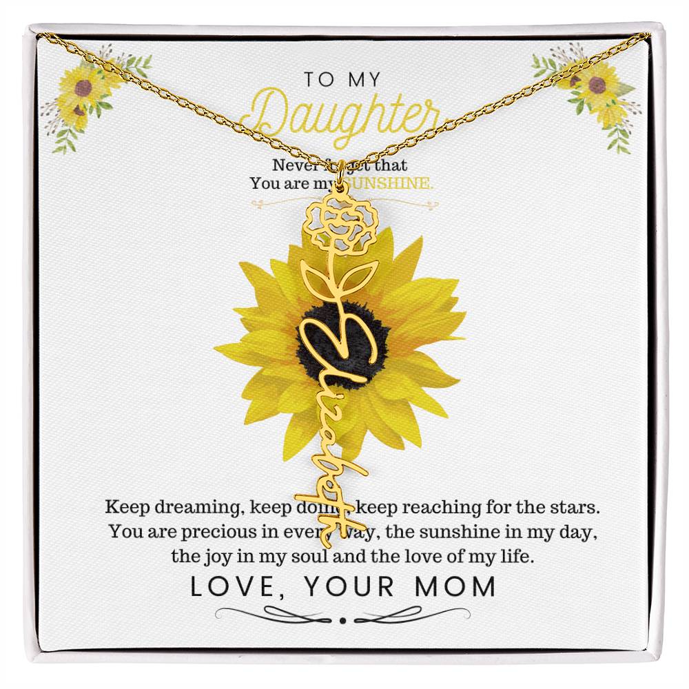 To My Beautiful Daughter Flower Name Necklace