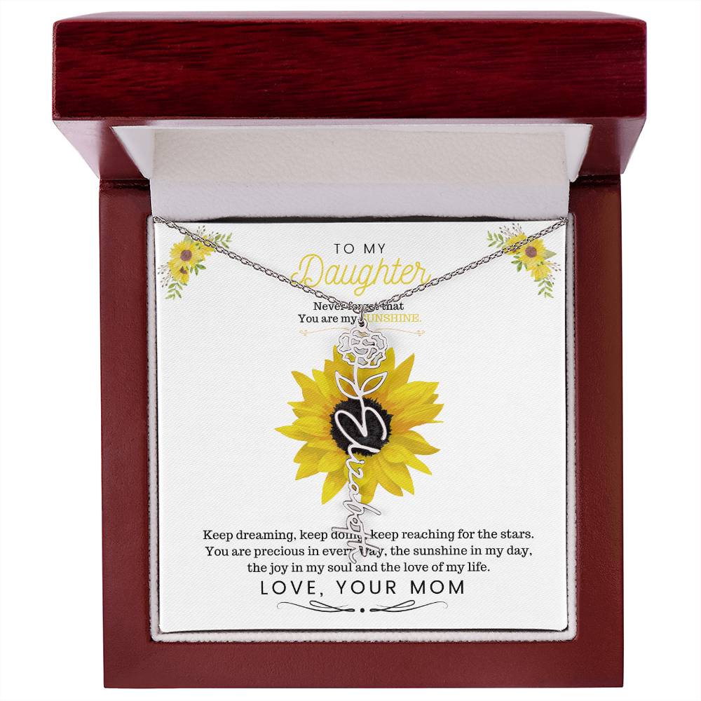 To My Beautiful Daughter Flower Name Necklace